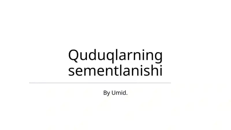 Quduqlarning sementlanishi