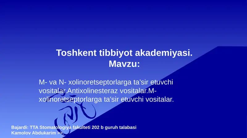 Xolinoretseptorlarga ta'sir etuvchi vositalar
