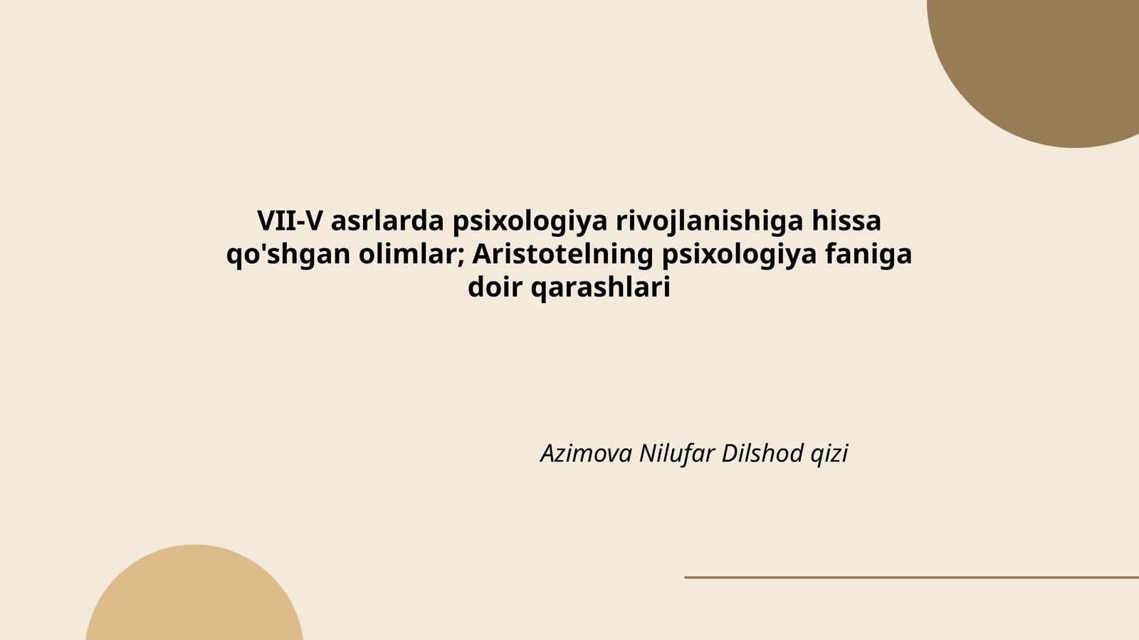 VII-V asrlarda psixologiya rivojlanishi