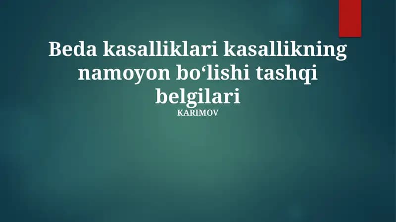 Beda kasalliklari kasallikning namoyon boʻlishi tashqi belgilari