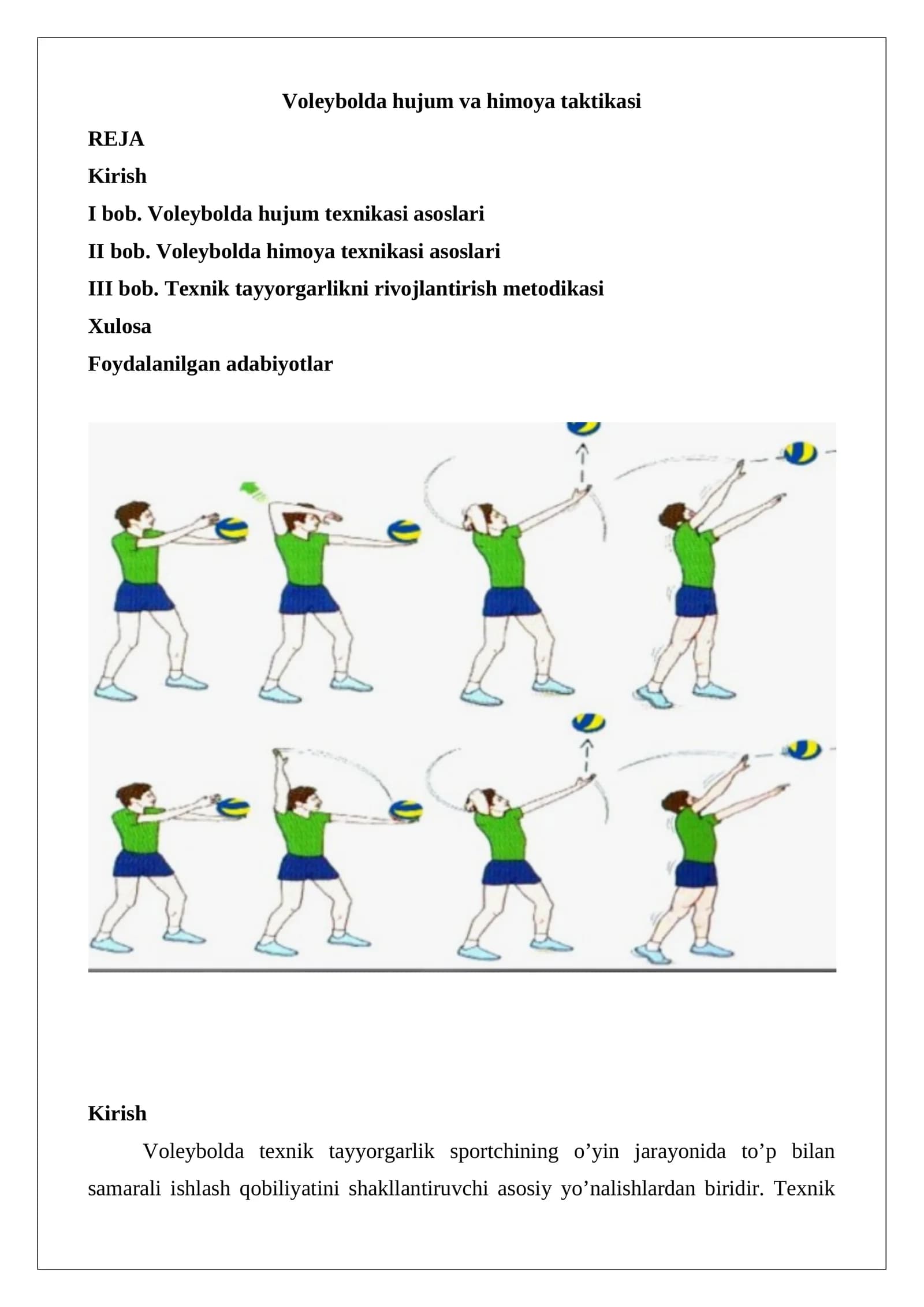 Voleybolda hujum va himoya taktikasi