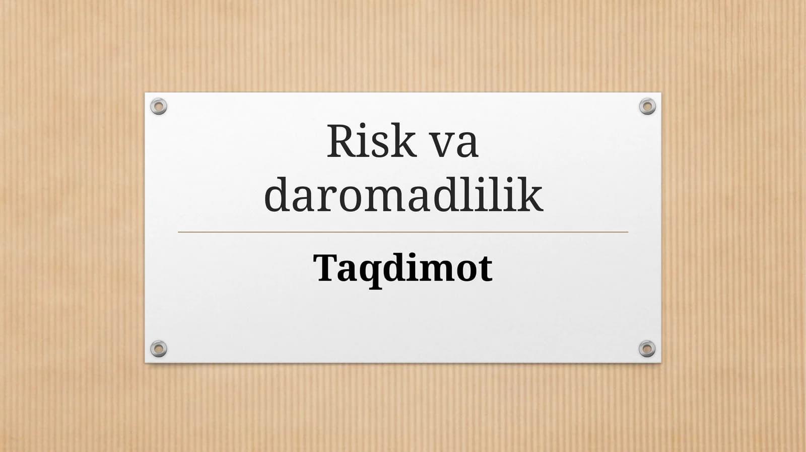 Risk va daromadlilik