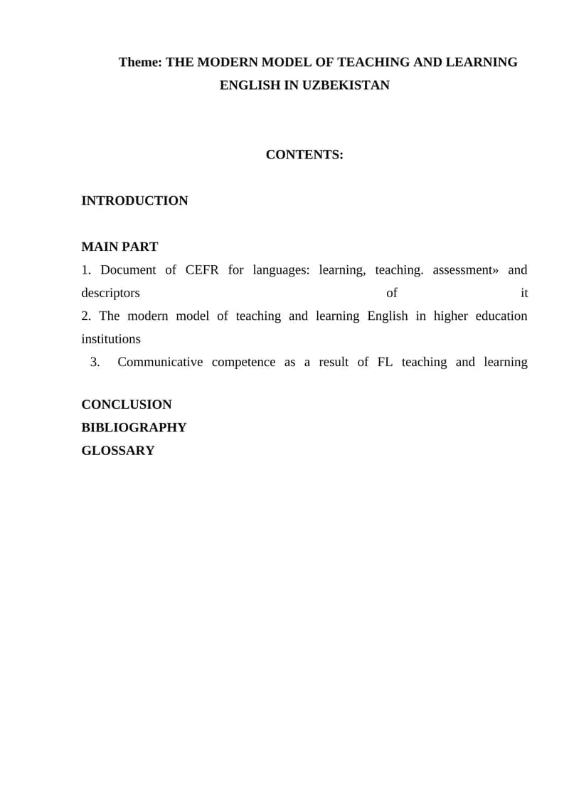 THE MODERN MODEL OF TEACHING AND LEARNING ENGLISH IN UZBEKISTAN