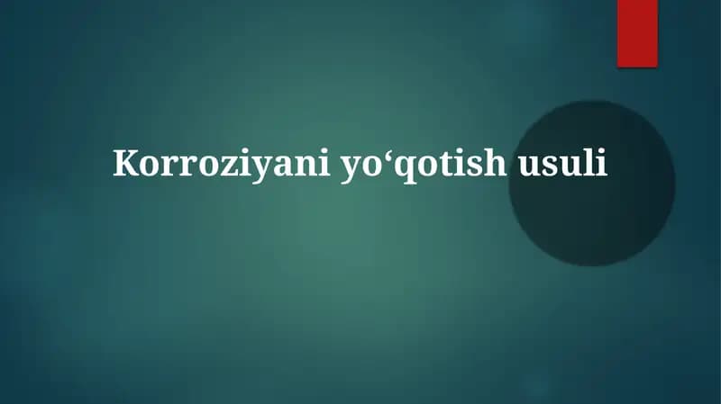 Korroziyaniyoʻqotishusuli