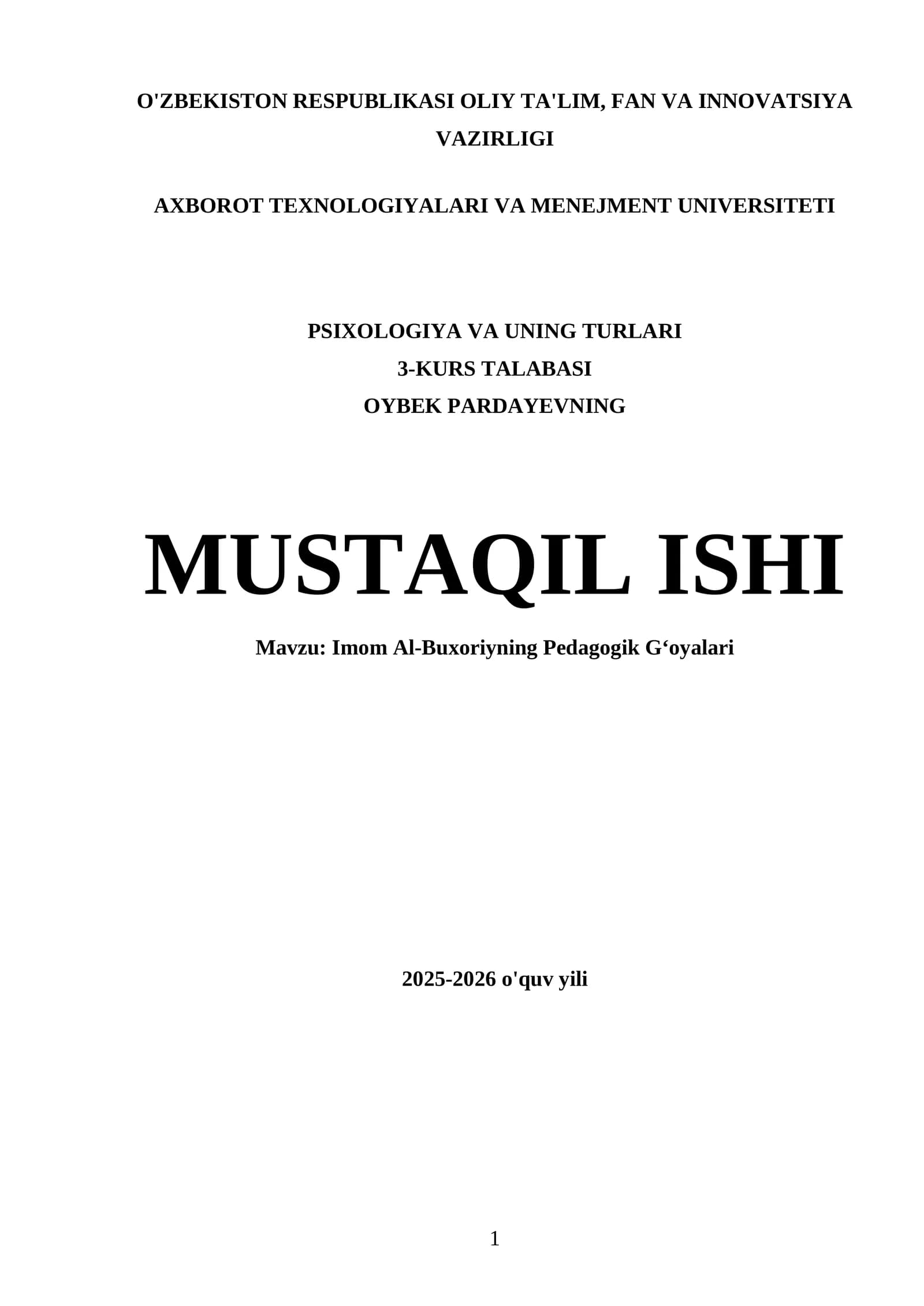 Imom Al-Buxoriyning Pedagogik Gʻoyalari