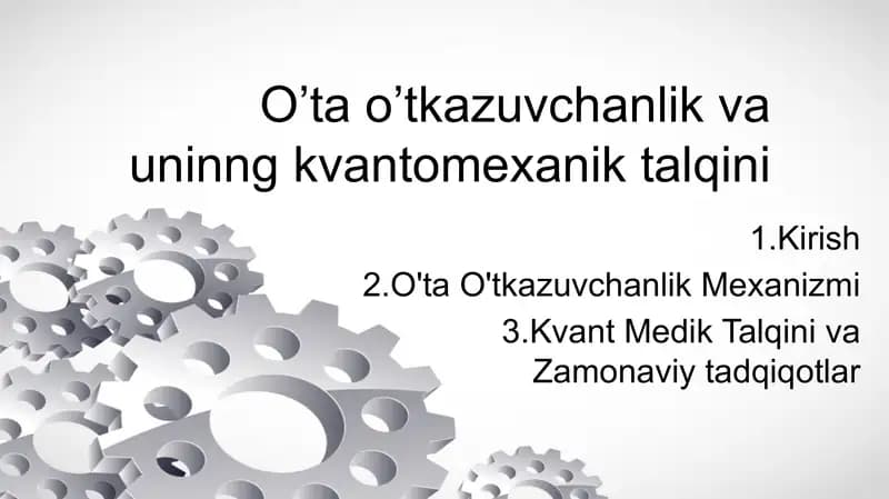 o’tkazuvchanlik va uninng kvantomexanik talqini