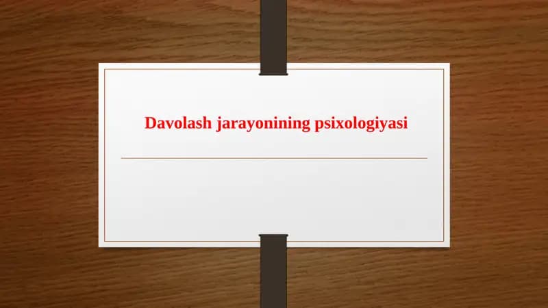 Davolash jarayonining psixologiyasi