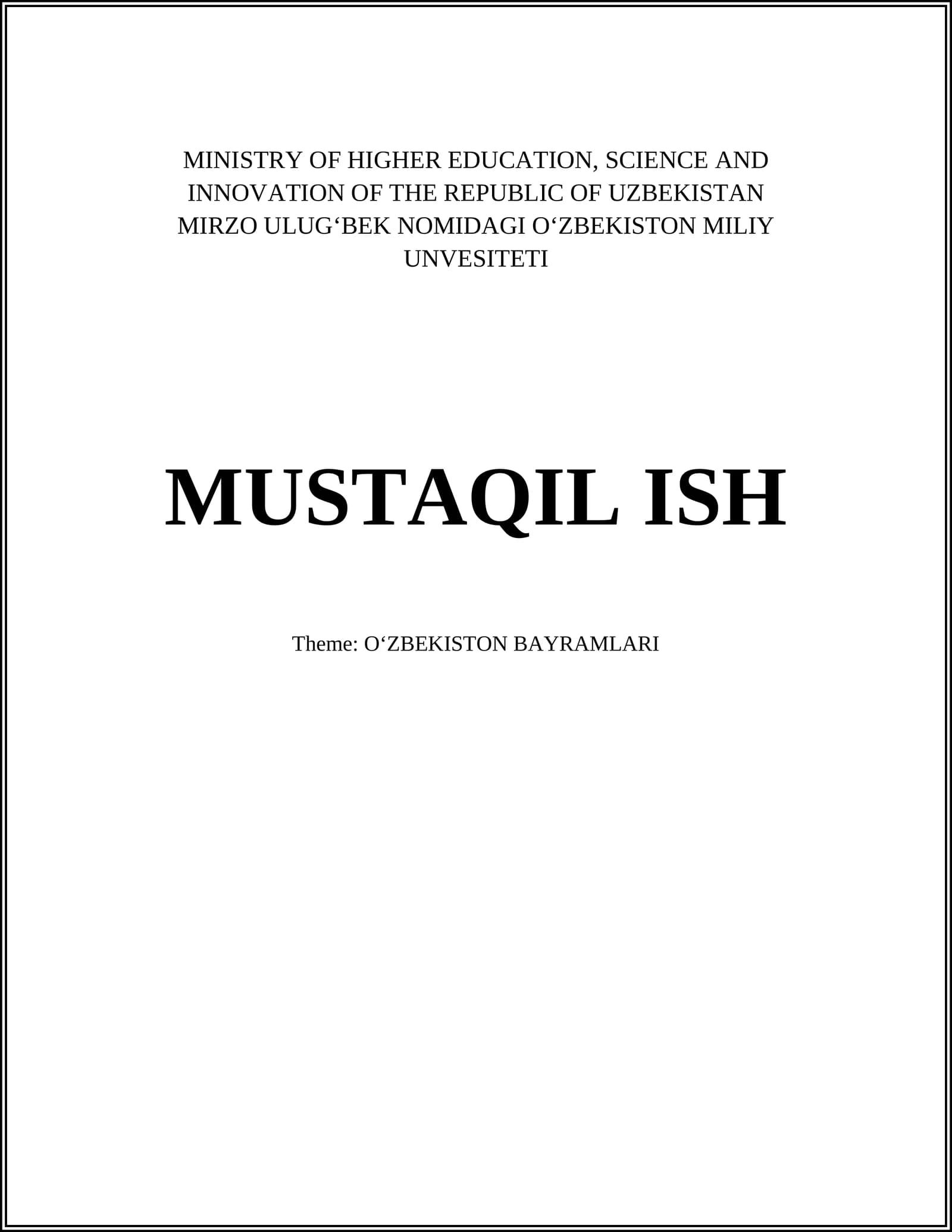 OʻZBEKISTON BAYRAMLARI