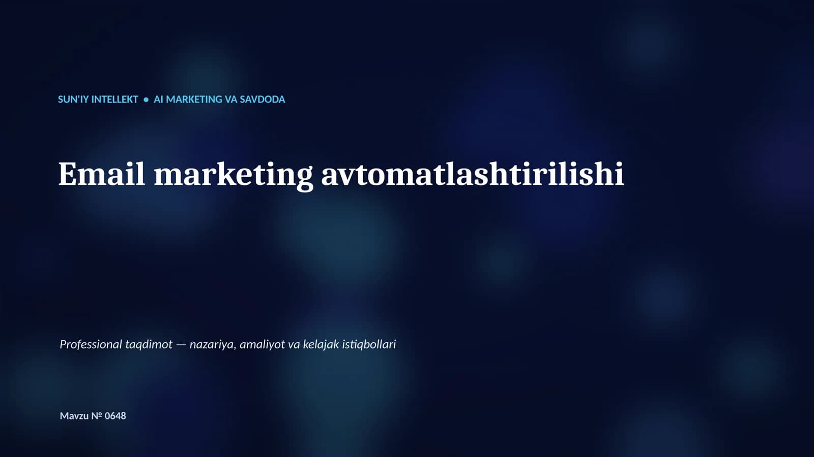 SUN'IY INTELLEKT • AI MARKETING VA SAVDODA