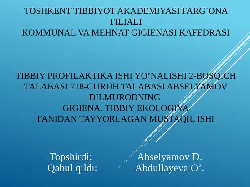Topshirdi:Abselyamov D