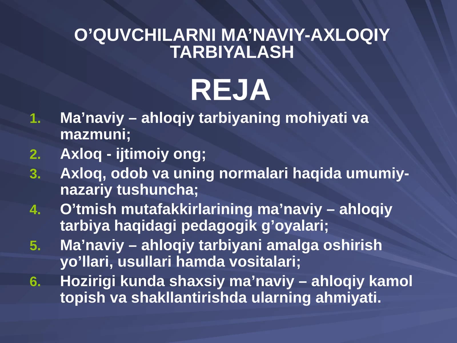 Ma’naviy – ahloqiy tarbiya