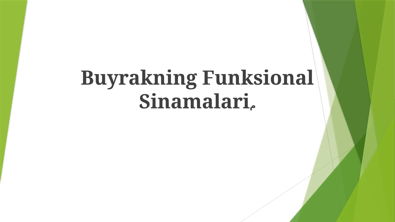 Buyrakning Funksional Sinamalari