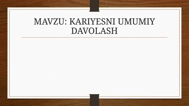 KARIYESNI UMUMIY DAVOLASH