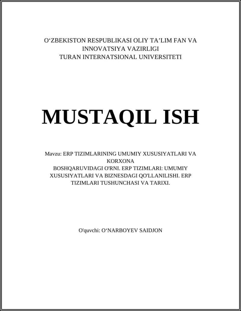 ERP Tizimlari