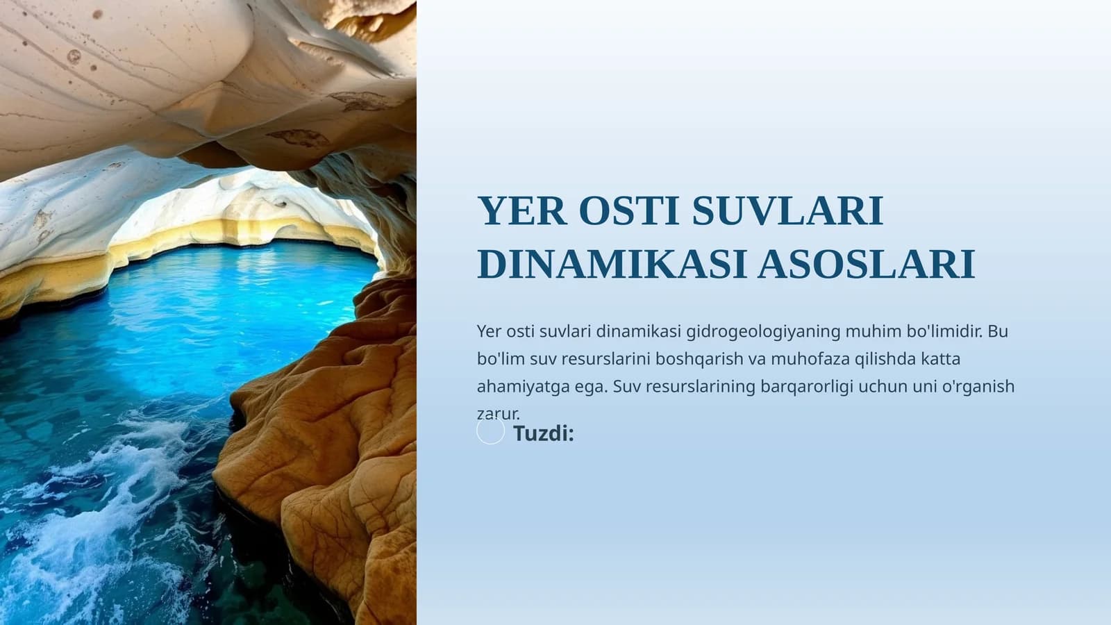 YеR OSTI SUVLARI DINAMIKASI ASOSLARI
