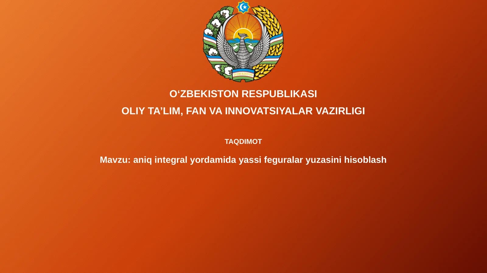 Aniqlangan Integral yordamida Yuzani Hisoblash Asoslari