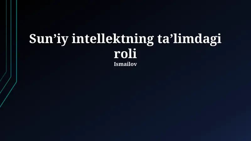Sun'iy intellektning ta'limdagi roli