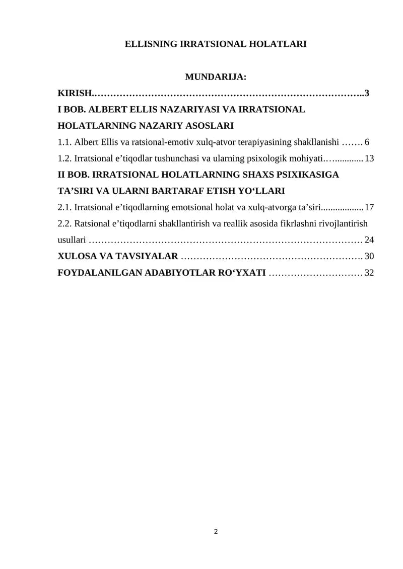 ELLISNING IRRATSIONAL HOLATLARI
