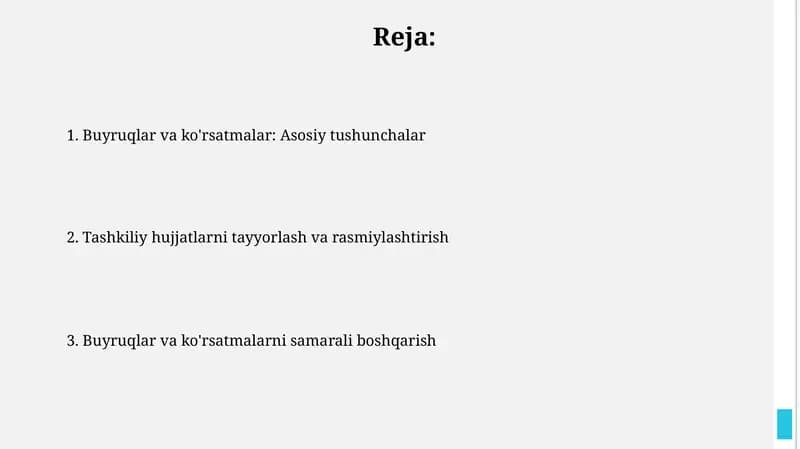 Buyruqlar va ko'rsatmalar: Asosiy tushunchalar