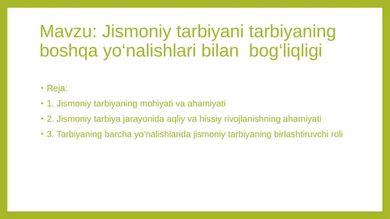 Jismoniy tarbiyaning boshqarishlari