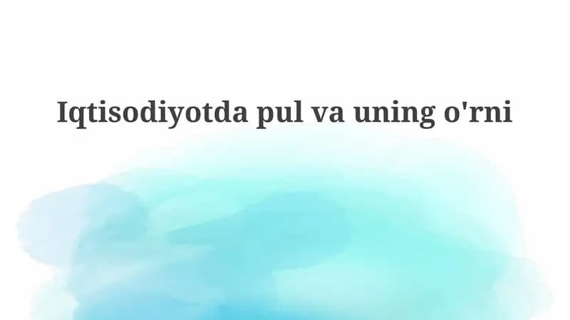 Pulning mohiyati va funksiyalari