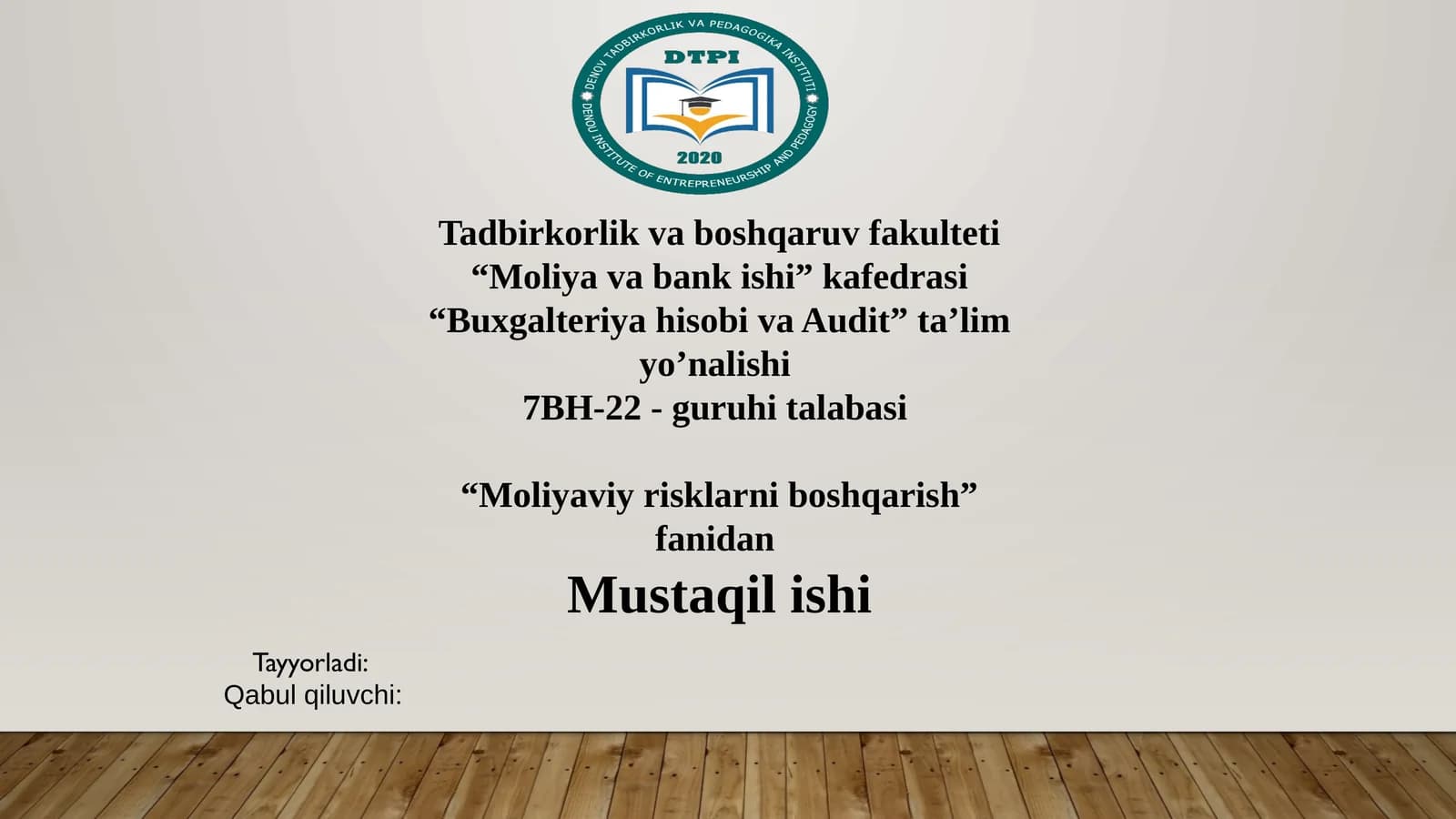 FOND BOZORI RISKLARINI BOSHQARISH