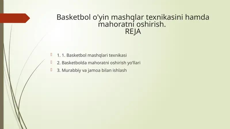 Basketbol Mashqlari Texnikasi