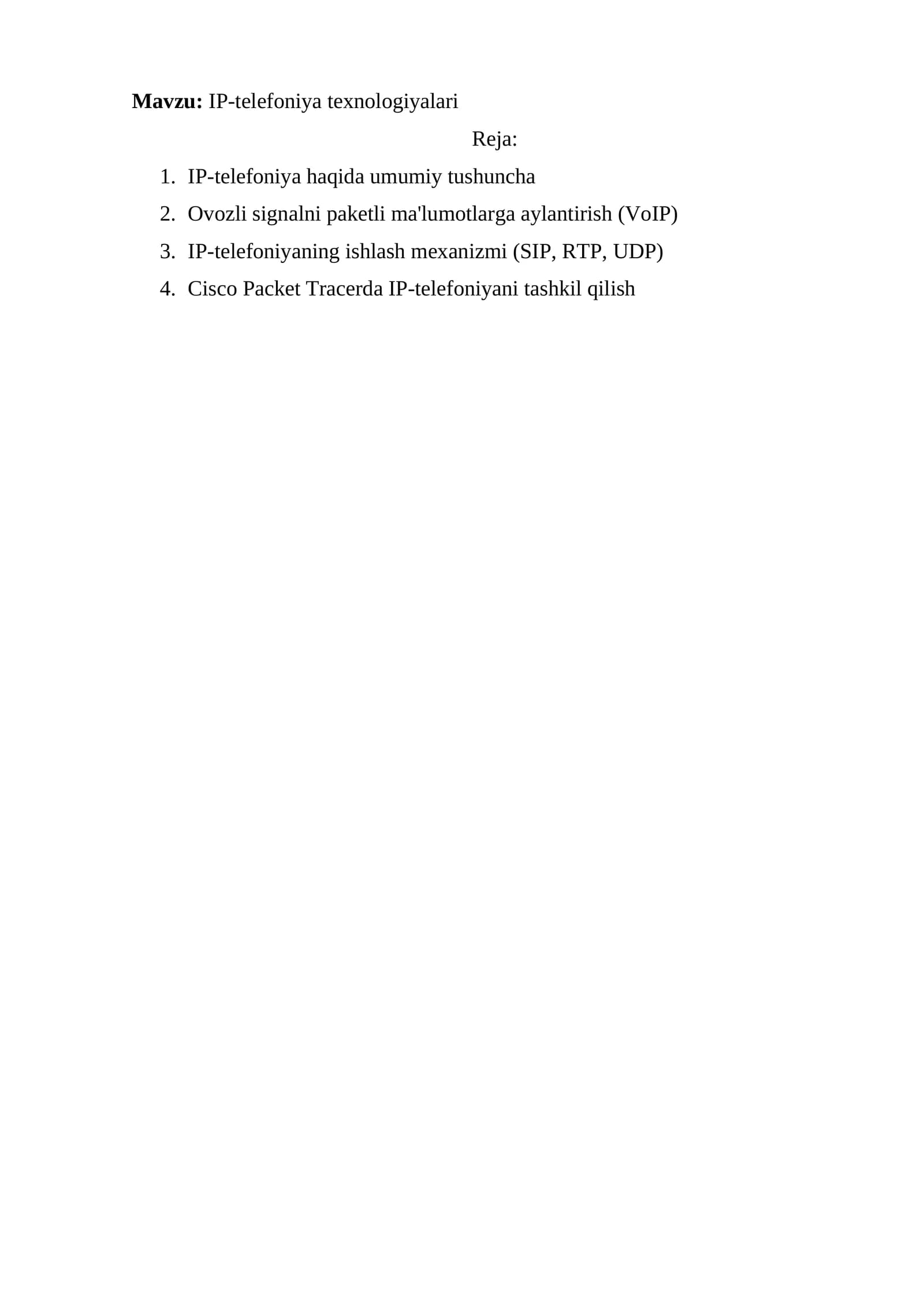 IP-telefoniya texnologiyalari