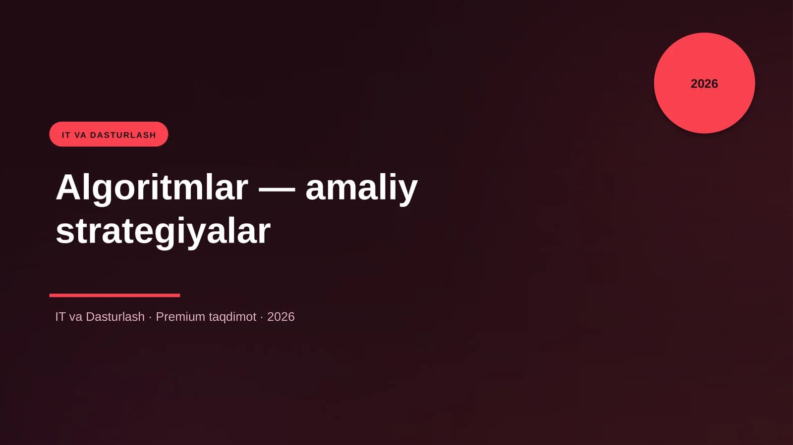 Algoritmlar — amaliy strategiyalar