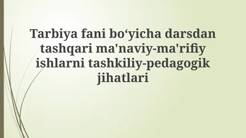 Ma'naviy-ma'rifiy ishlar