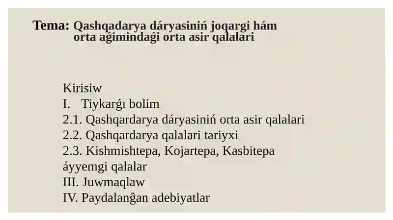 Qashqadarya dáryasiniń ortaasir qalalari