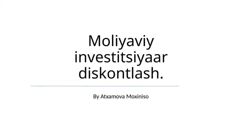 Mоliyaviy investitsiyaаr diskоntlаsh