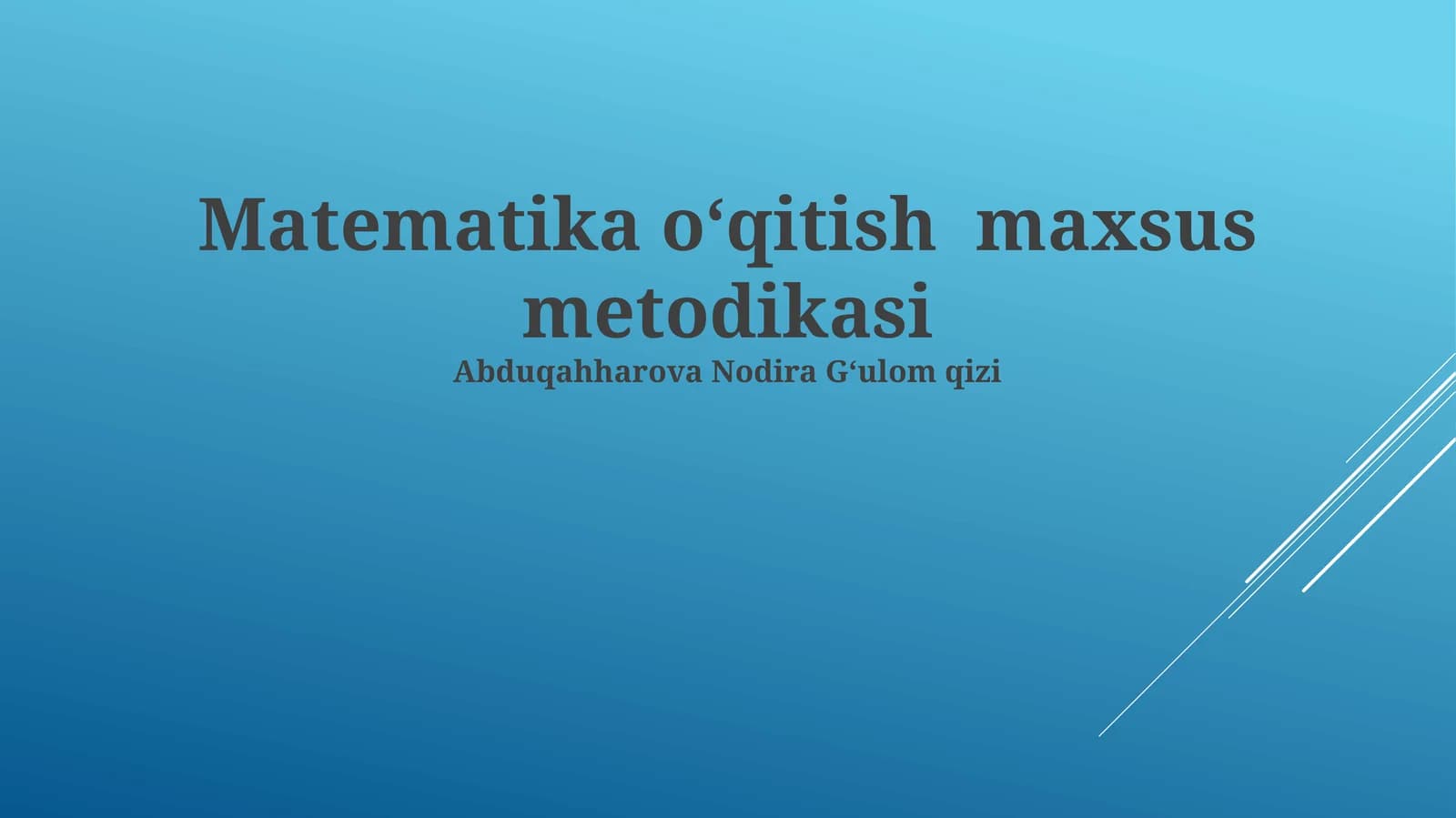 Matematika oʻqitish maxsus metodikasi