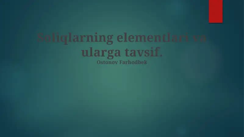 Soliqlarning elementlari va ularga tavsif
