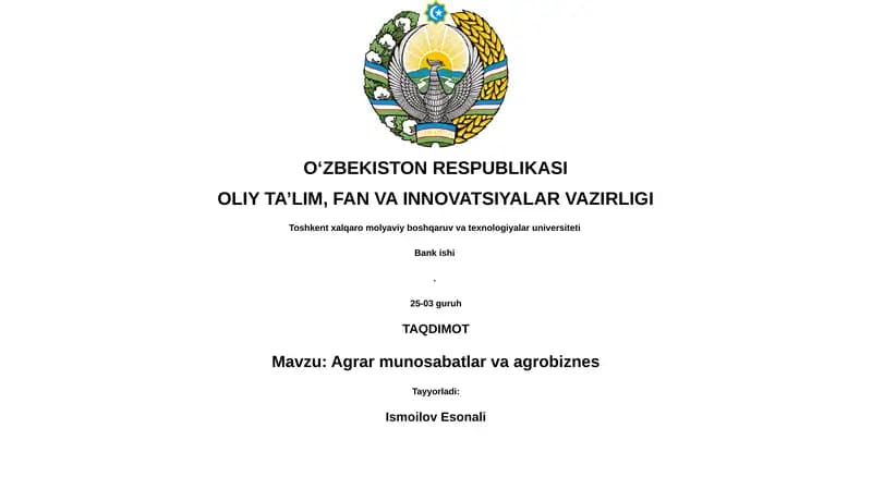 Agrar munosabatlar va agrobiznes