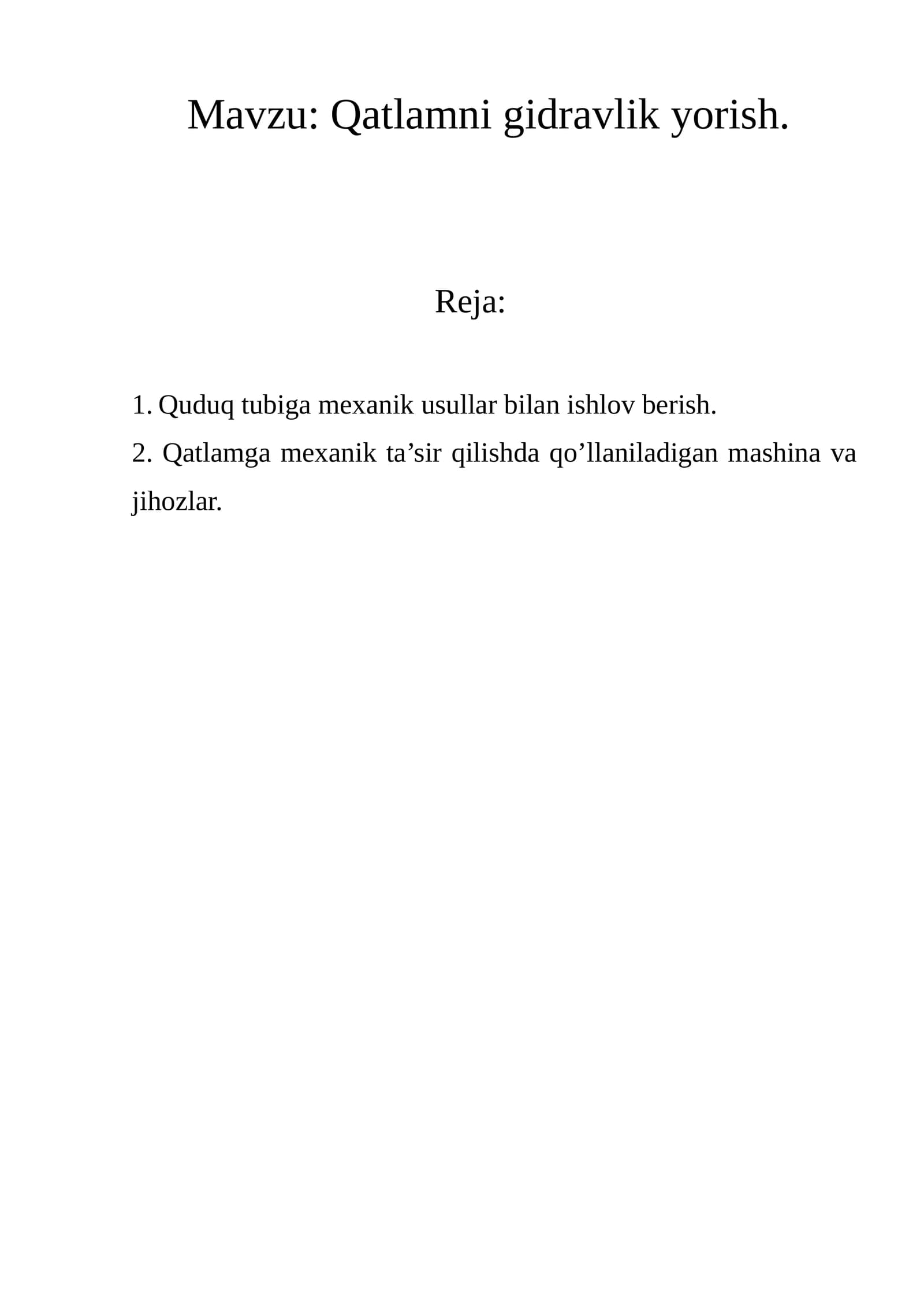 Qatlamni gidravlik yorish