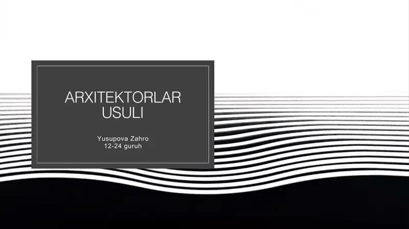 Arxitektorlar usuli