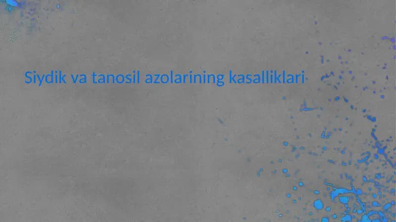 Siydik va tanosil azolarining kasalliklari