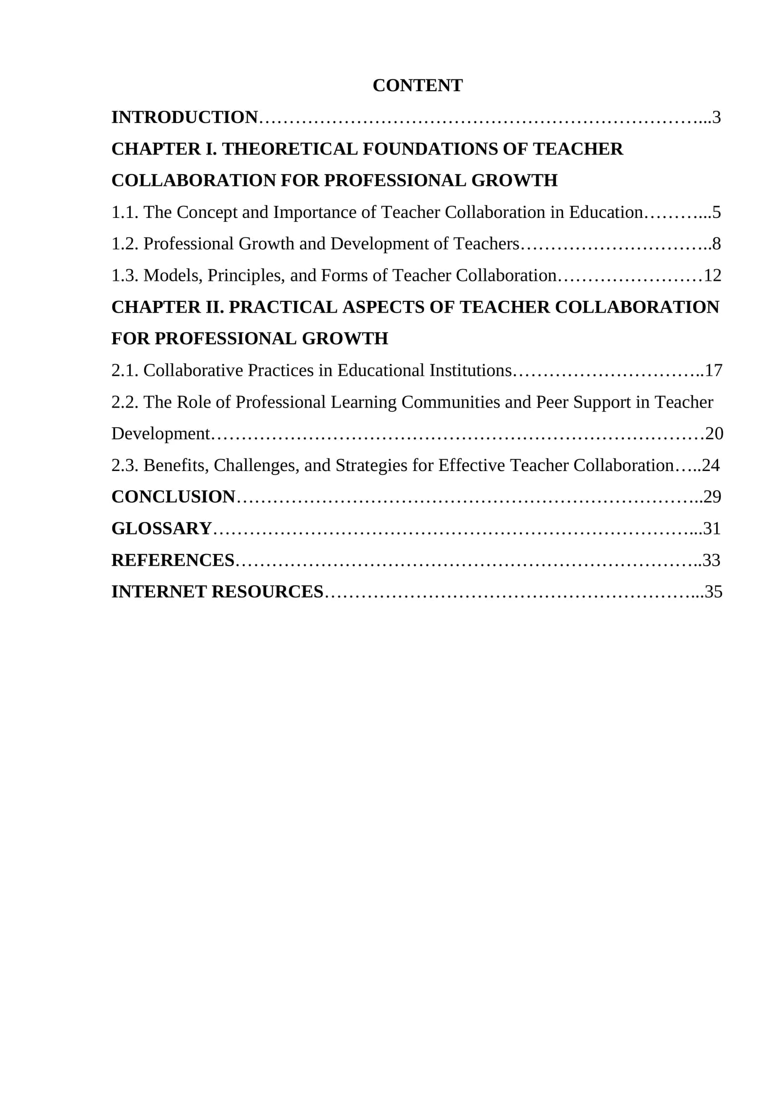 Teacher collaboration for proffesional growth