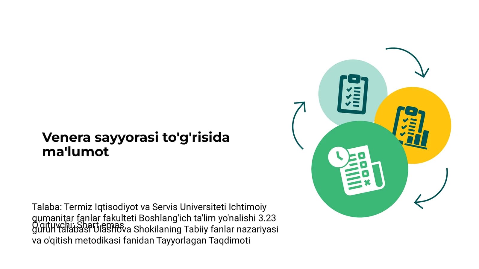 Venera sayyorasi to'g'risida ma'lumot