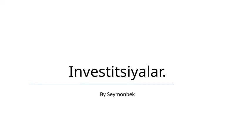 Investitsiyalar