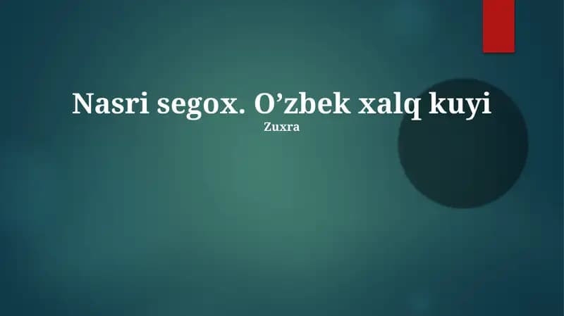 Nasri Segox. O’zbek xalq kuyi