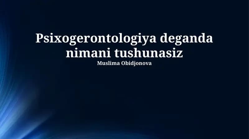 Psixogerontologiya