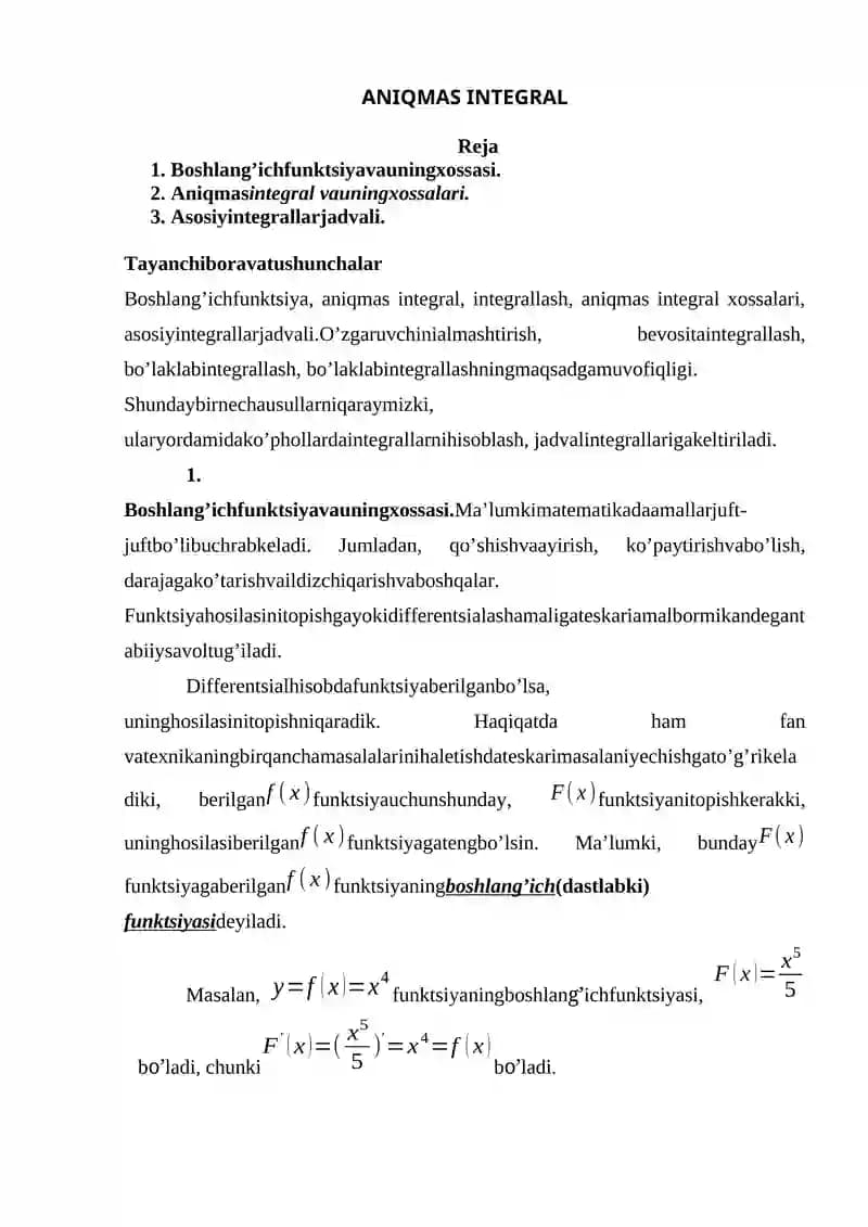 Aniqmas Integral