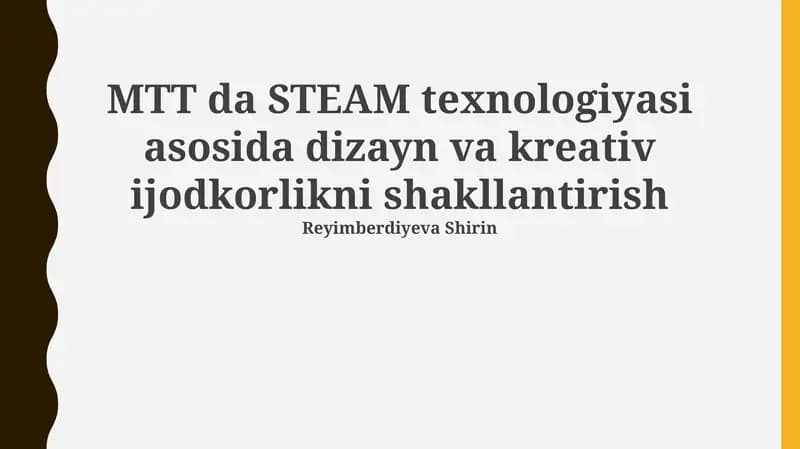 MTTda STEAM integratsiyasi