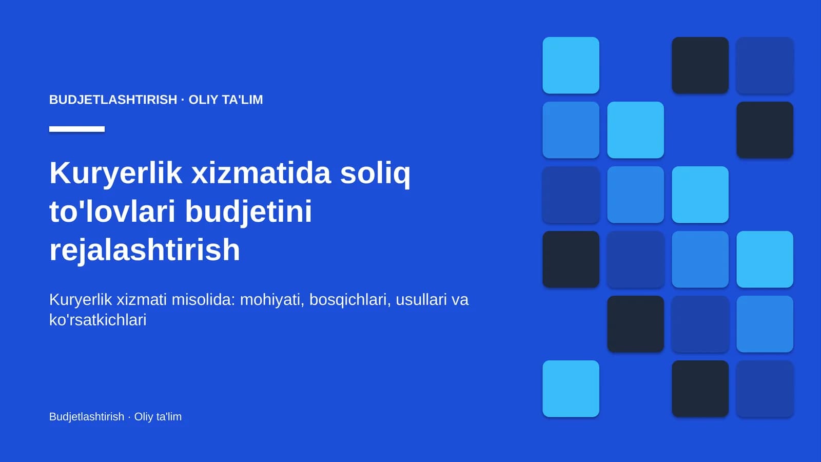 Kuryerlik xizmatida soliq to'lovlari budjetini rejalashtirish