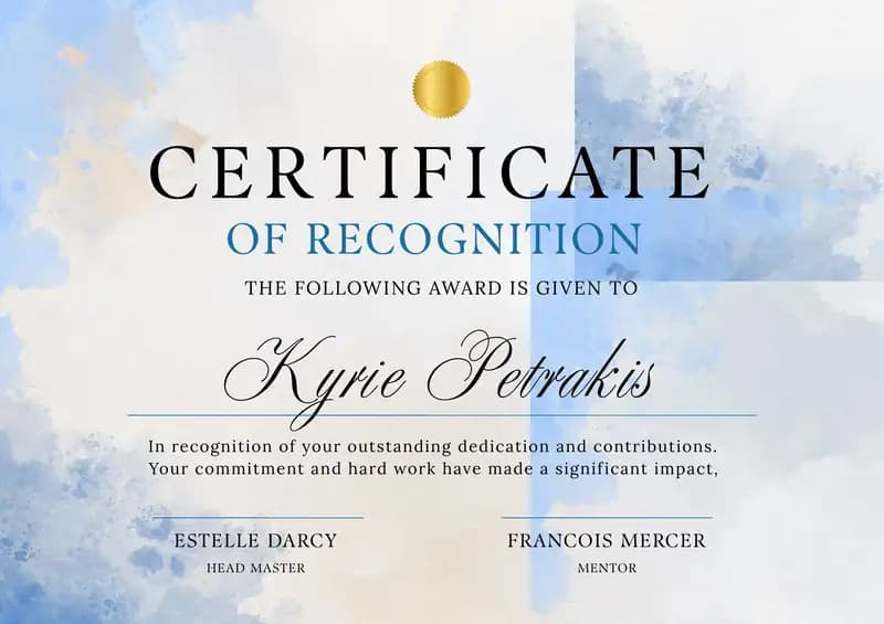CERTIFICATE OF RECOGNITION