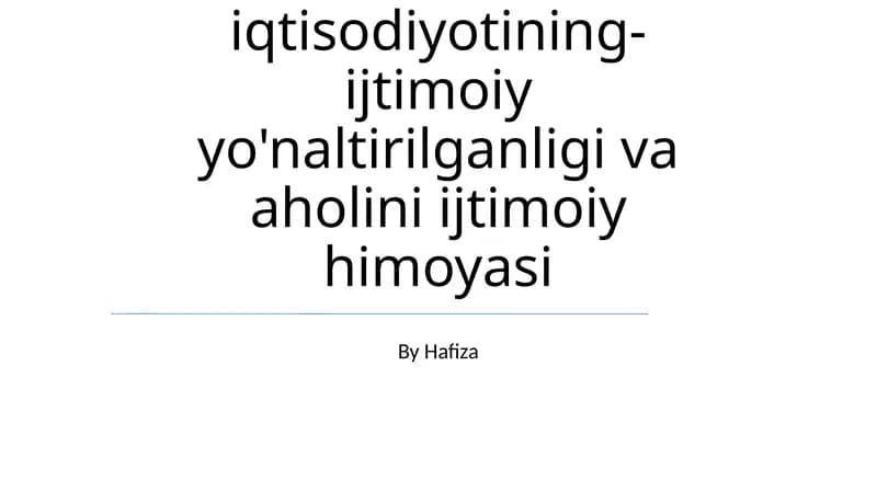 Aholini ijtimoiy himoya qilish tizimi
