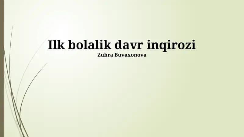 Ilk bolalik davr inqirozi