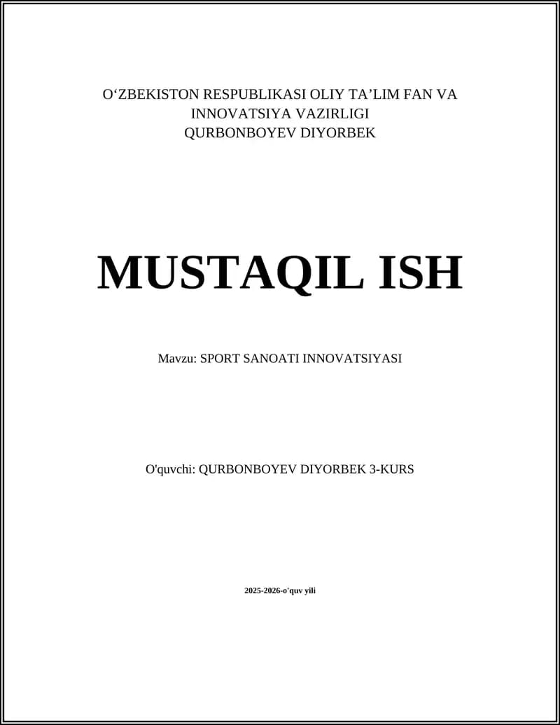 SPORT SANOATI INNOVATSIYASI